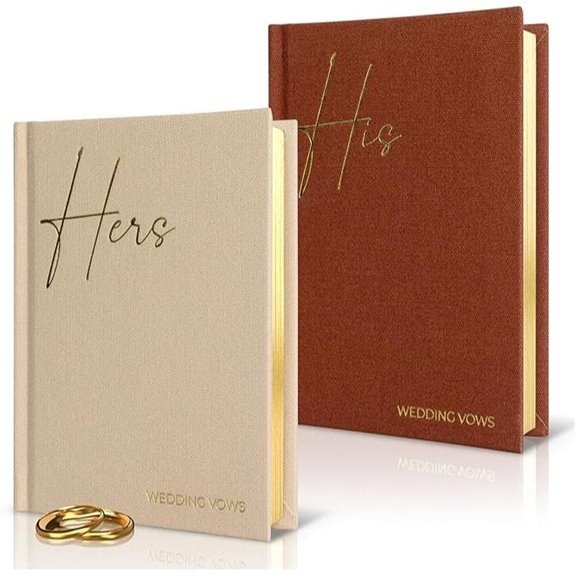 Elegant Linen Wedding Vow Books with Gold Foil