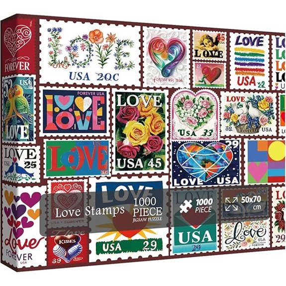 Love Heart Stamps Puzzles 1000 Pieces for Adults
