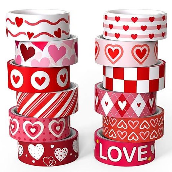Love Heart Washi Tape Set for Journaling and Crafts