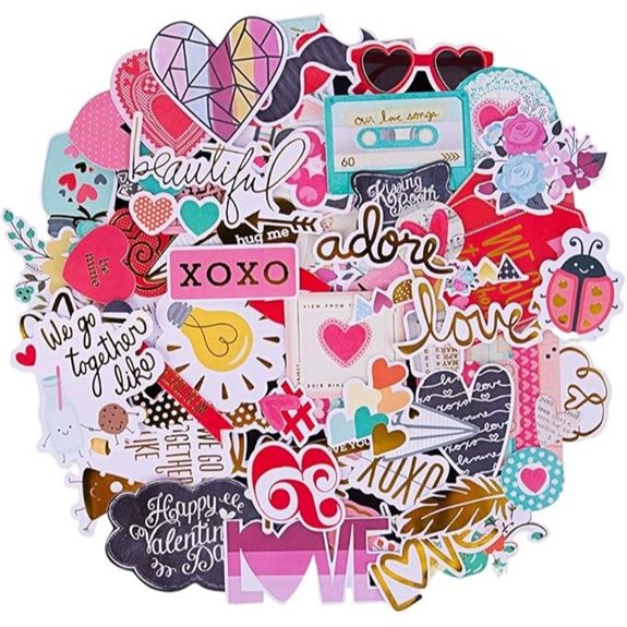 FaCraft Scrapbooking Supplies Ephemera Die Cuts Stickers (95 pcs Love)