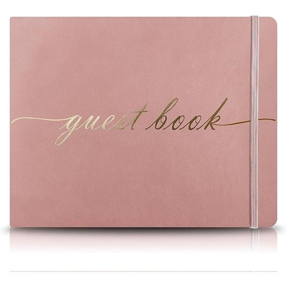 Elegant Wedding Guest Book with Leather Cover