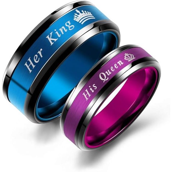 Matching King & Queen Couple Rings Set