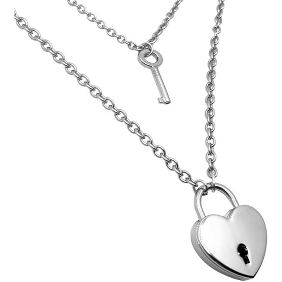 Matching Heart Lock and Key Necklace Set for Couples