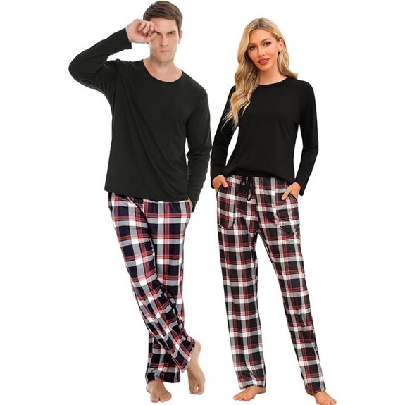 Marvmys Couple Pajama Set Long Sleeve Plaid PJs