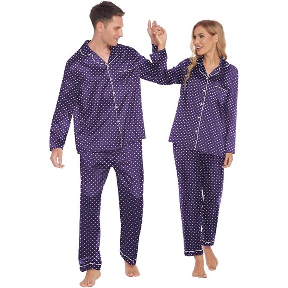 Ekouaer Couples Satin Matching Pajama Set