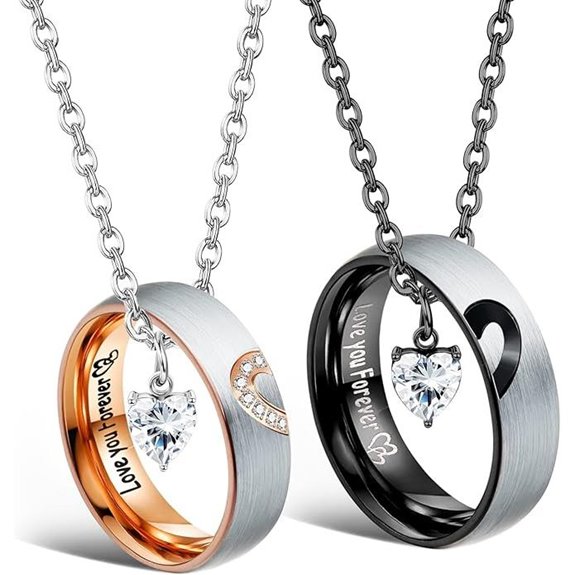 Matching Couples Necklace Set Stainless Steel Jewelry