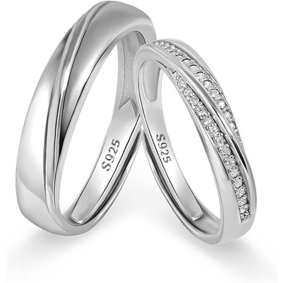 Meissa Couple Sterling Silver Matching Promise Rings