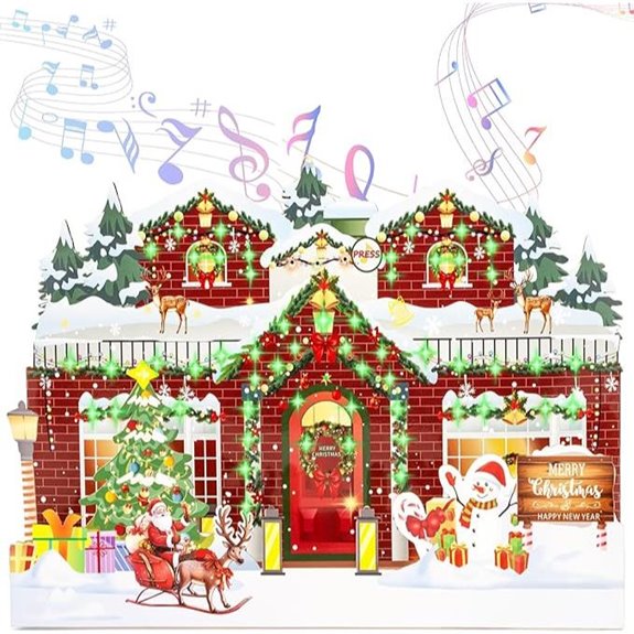 VZONE Musical 3D Christmas Greeting Card with Lights