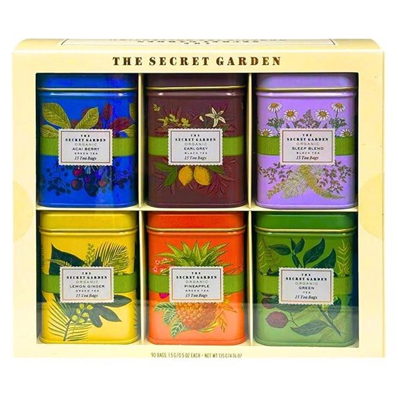 Organic Tea Sampler Gift Set with 6 Tins