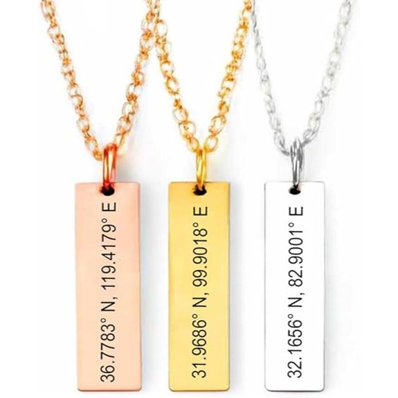 Custom GPS Coordinate Necklace for Couples and Gifts