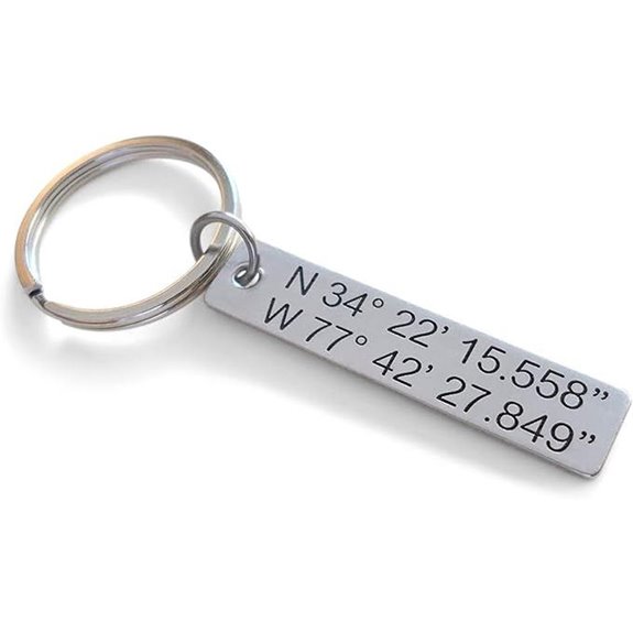 Engraved Coordinates Stainless Steel Keychain Tag