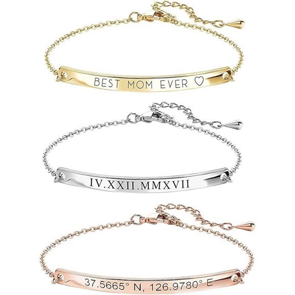 Custom Name & Coordinate Engraved Bracelet for Women