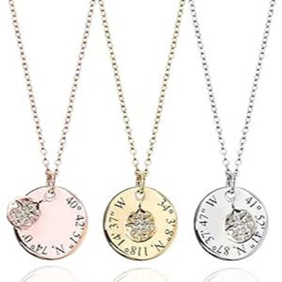 Custom Coordinates Necklace with North Star Pendant