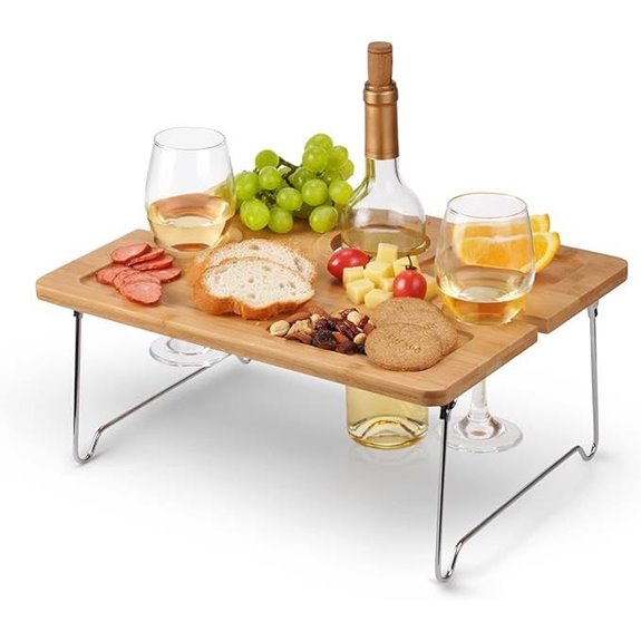 Tirrinia Portable Wine Picnic Table with Glass Holders