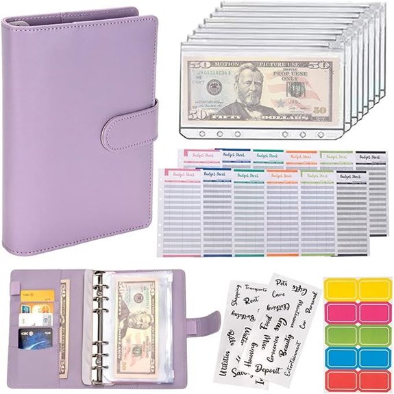 NICOOTH Budget Cash Envelopes with Zipper (Purple)