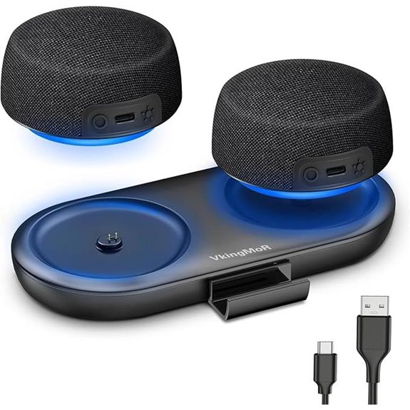 Dual Bluetooth Speakers with RGB Lights and Stand