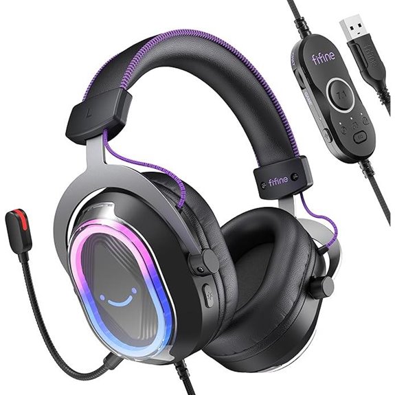 FIFINE Wired USB Gaming Headset with RGB and Mic