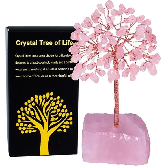 Rose Quartz Crystal Tree of Life for Healing and Decor