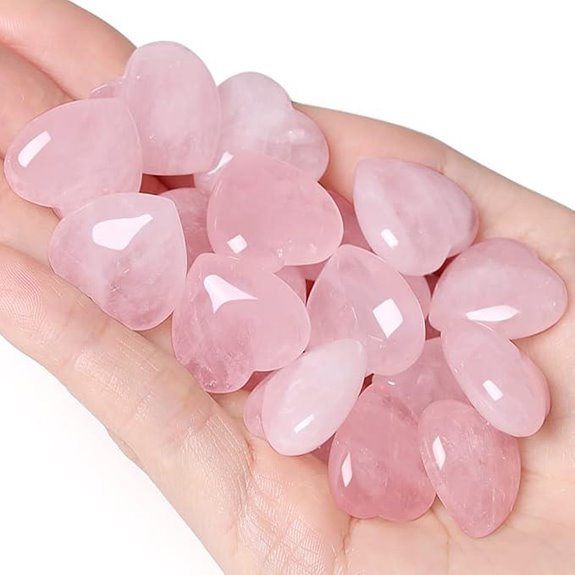 10 PCS Rose Quartz Heart Crystals for Gift or Meditation