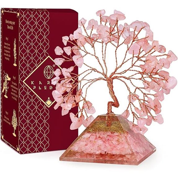 KARMAPLEDGE Rose Quartz Crystal Tree for Good Luck