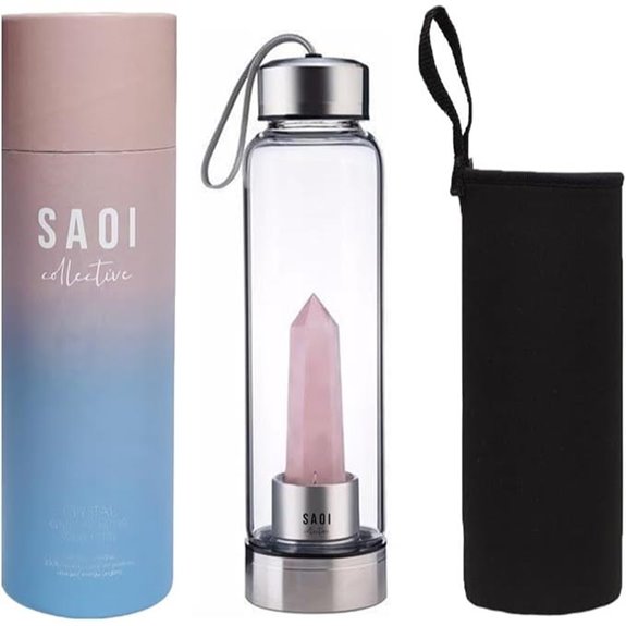 SAOI Rose Quartz Water Bottle for Wellness