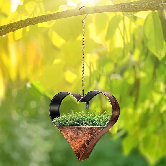 Rustic Heart Metal Hanging Planters for Indoor and Outdoor