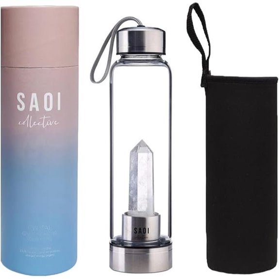 SAOI Crystal Water Bottle with Clear Quartz