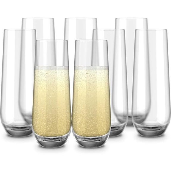 KooK Stemless Champagne Flutes Set of 8