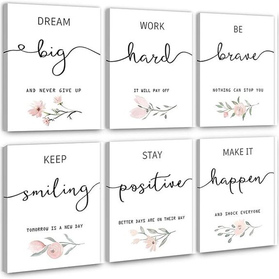 Inspirational Wall Art Set of 6 Framed Quotes