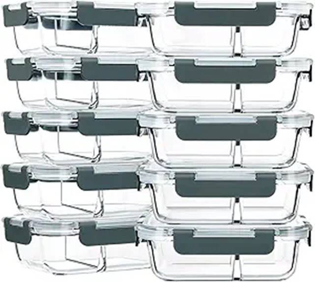 M MCIRCO 10-Pack Glass Meal Prep Containers