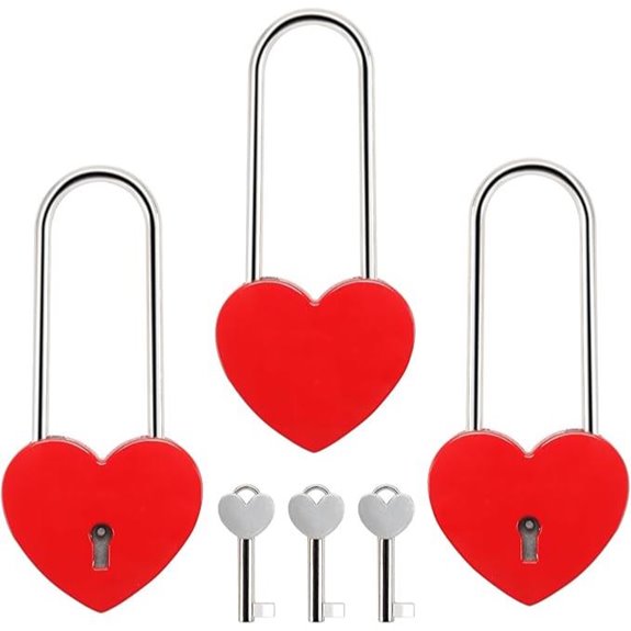 3-Pack Heart Lock Love Lock Set with Keys