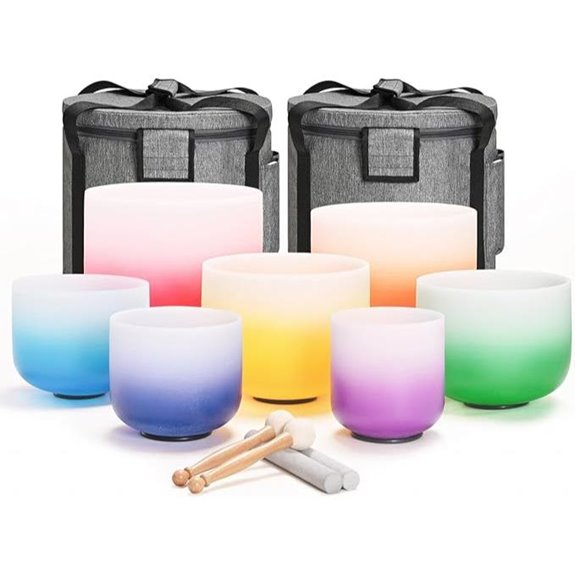 432Hz 7-Piece Frosted Quartz Singing Bowl Set