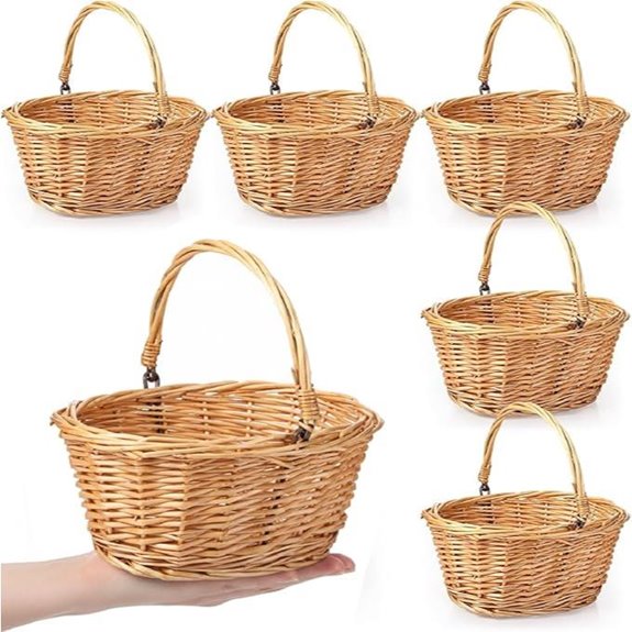 Barydat 6 Pcs Small Wicker Picnic Baskets