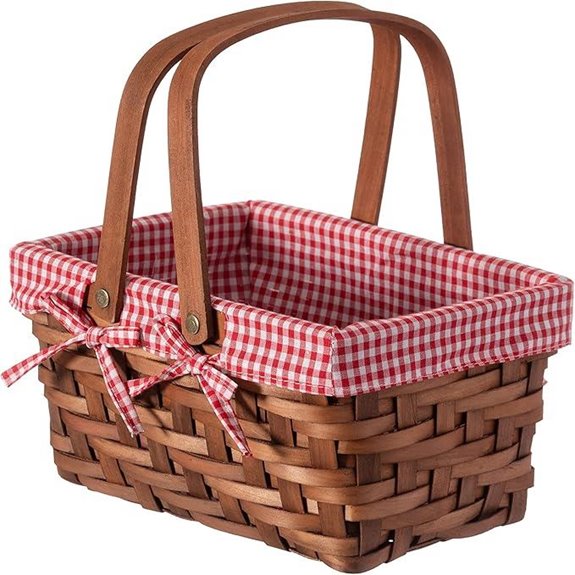 Wickerwise Small Rectangular Picnic Basket with Handles