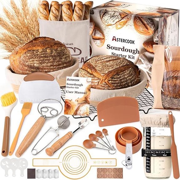 Astercook Sourdough Starter Kit with Baskets and Accessories