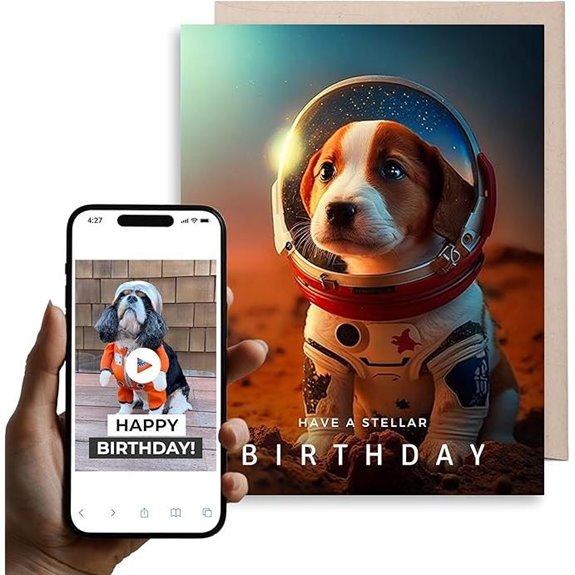 Magic Greetings Space Dog Birthday Card with AR Video