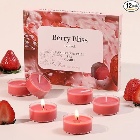 DEVI Strawberry Scented Tea Light Candles (12 Pack)