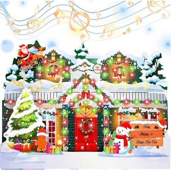 3D Musical Christmas Card with Lights and Songs