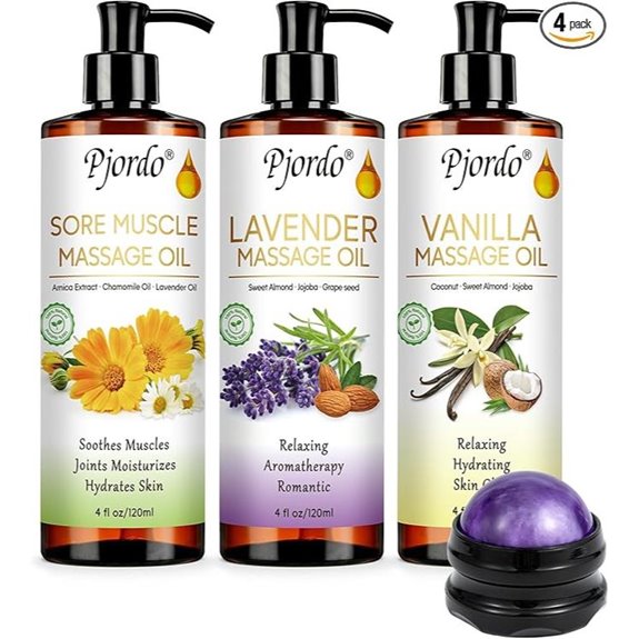 3 Pack Massage Oils Set with Lavender & Vanilla