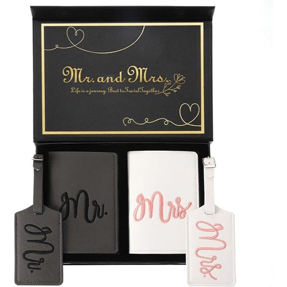 Mr. and Mrs. Luggage Tags & Passport Holder Set