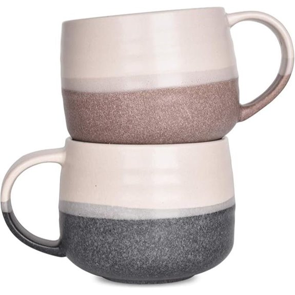 Bosmarlin 2-Pack Large Latte Coffee Mugs (Pink & Grey)