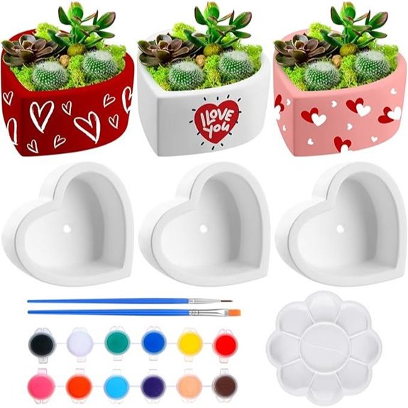 Succulent Pots Valentine Crafts Ceramic Painting Kit