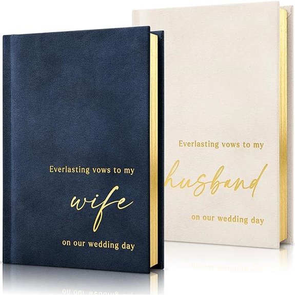 Velvet Wedding Vow Books with Gold Foil Lettering