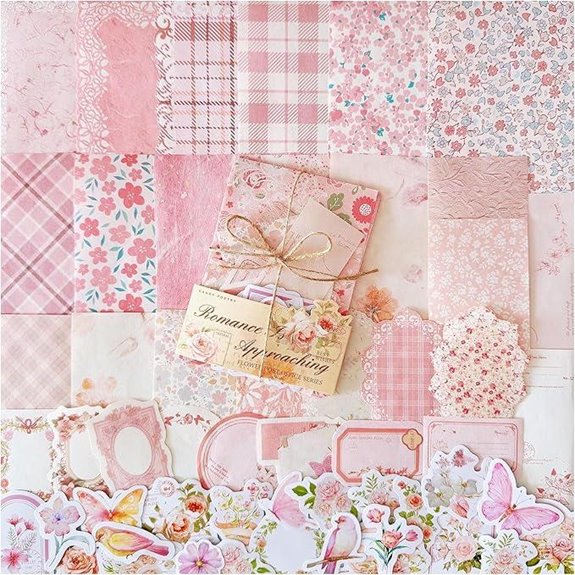 Doraking Vintage Floral Scrapbook Paper & Stickers (100pcs)