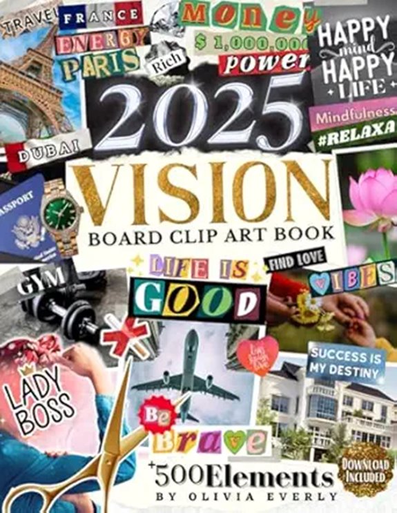 2025 Vision Board Clip Art Book with Quotes