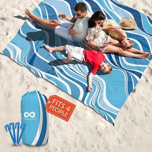 Everlasting Comfort Waterproof Beach Blanket for 4 People