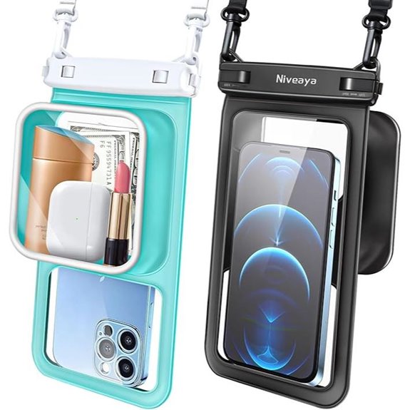 Niveaya 2 Pack Waterproof Phone Pouches with Lanyard