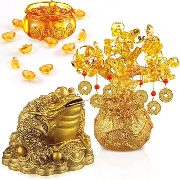 Menkxi Feng Shui Money Frog & Wealth Decor Set