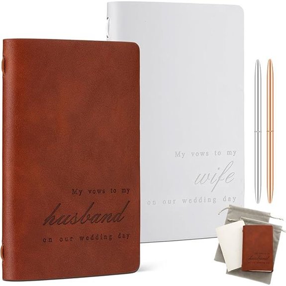6 Pcs Wedding Vow Books with Pen (Brown & White)