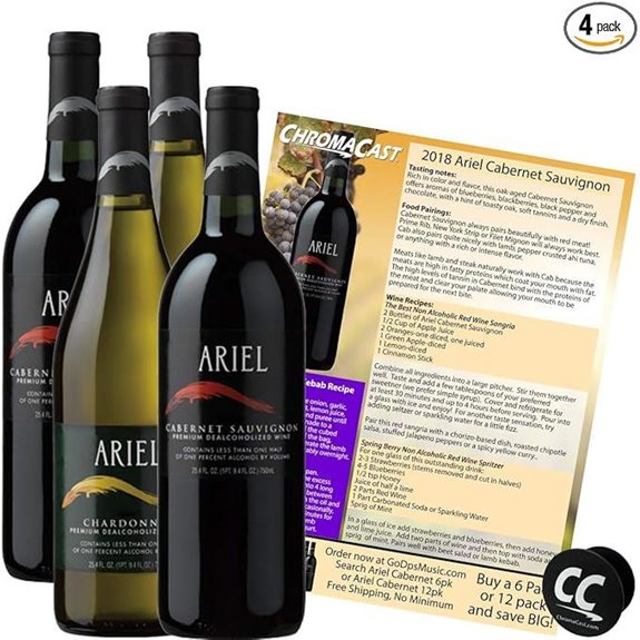 Ariel Non-Alcoholic Red & White Wine Bundle (4 Pack)